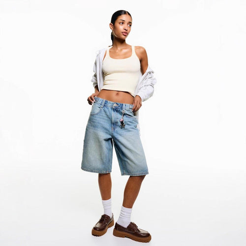Damen Denim-Shorts mit lässigem Schnitt und mittlerer Leibhöhe Drune