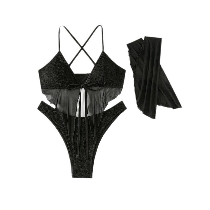 Damen Bikini-Set mit transparentem Oberteil und eleganten Rüschendetails Drune