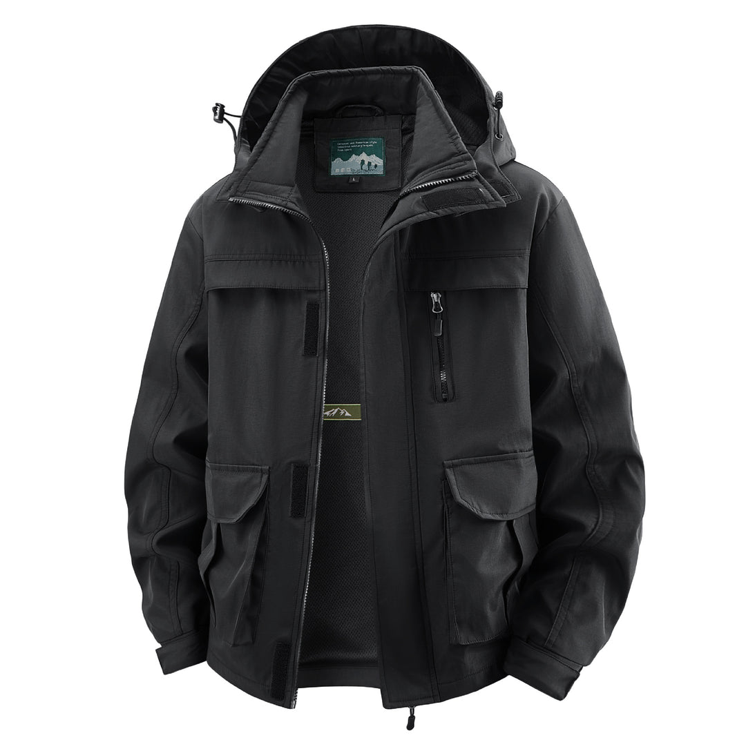Herren Field‑Utility‑Outdoorjacke mit Kapuze, Multifach‑Taschen und Mesh‑Innenfutter Drune