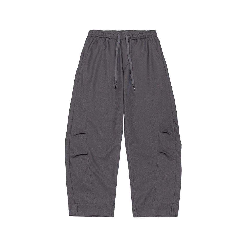 Herren Weite Cropped Cargohose mit Tunnelzug und Kniefalten Drune
