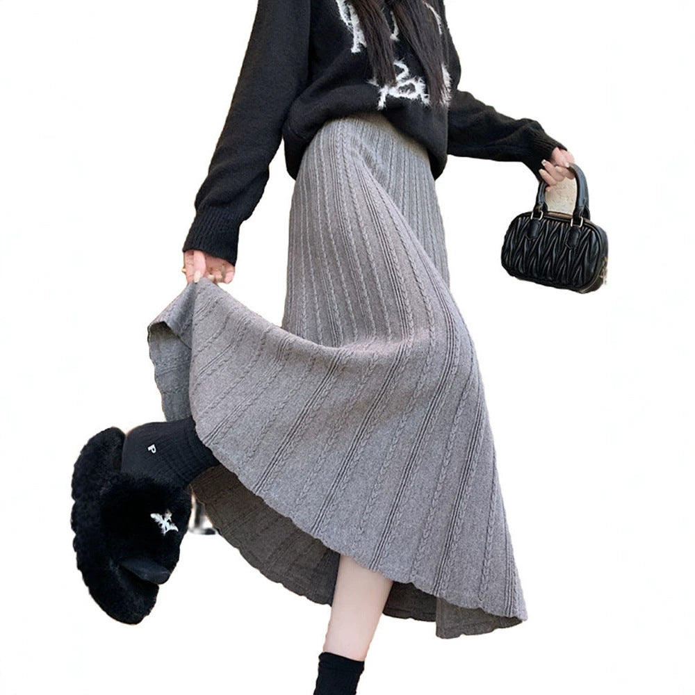 Damen Plissierter Maxirock mit feinem Wellenmuster Drune