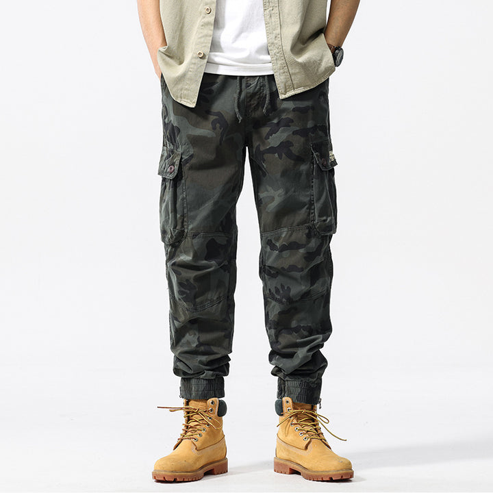 Herren Taktische Cargohose im Digital-Camouflage mit Tunnelzugbund und Mehrfach-Taschen Drune