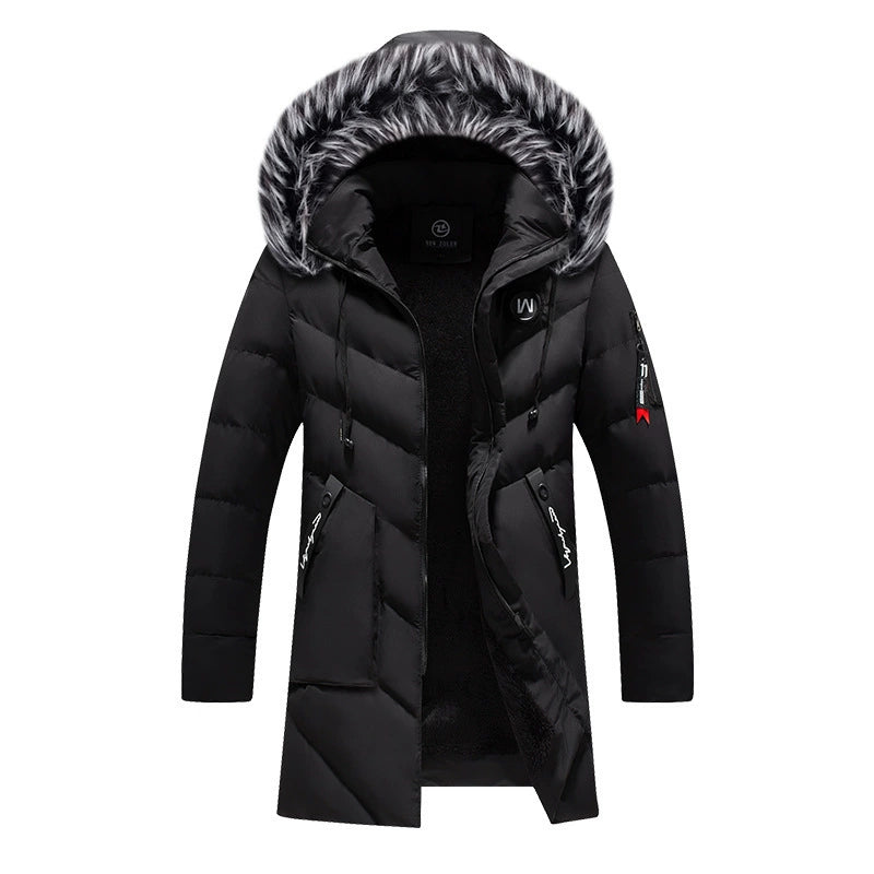 Herren gesteppte Winterjacke mit abnehmbarem Kunstfellkragen und praktischen Taschen Drune