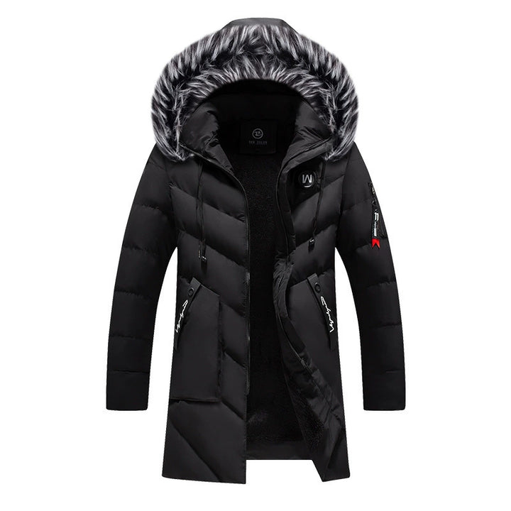 Herren gesteppte Winterjacke mit abnehmbarem Kunstfellkragen und praktischen Taschen Drune
