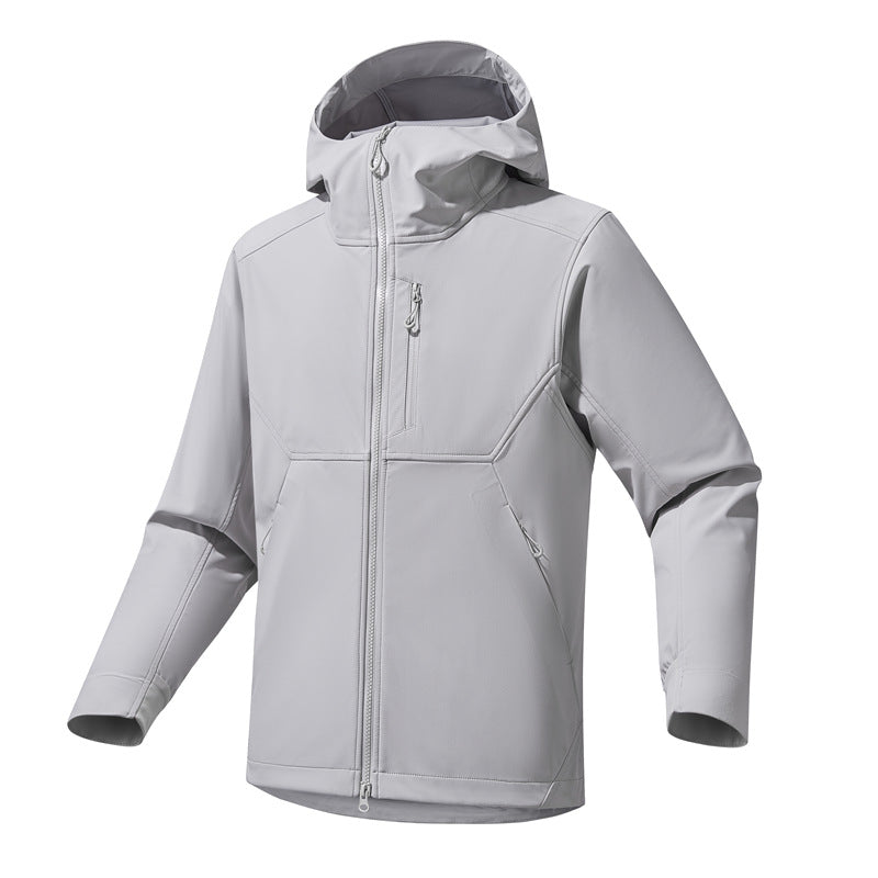 Herren Technische Softshell-Hoodiejacke mit Kapuze, winddichter Membran und ergonomischem Schnitt Drune