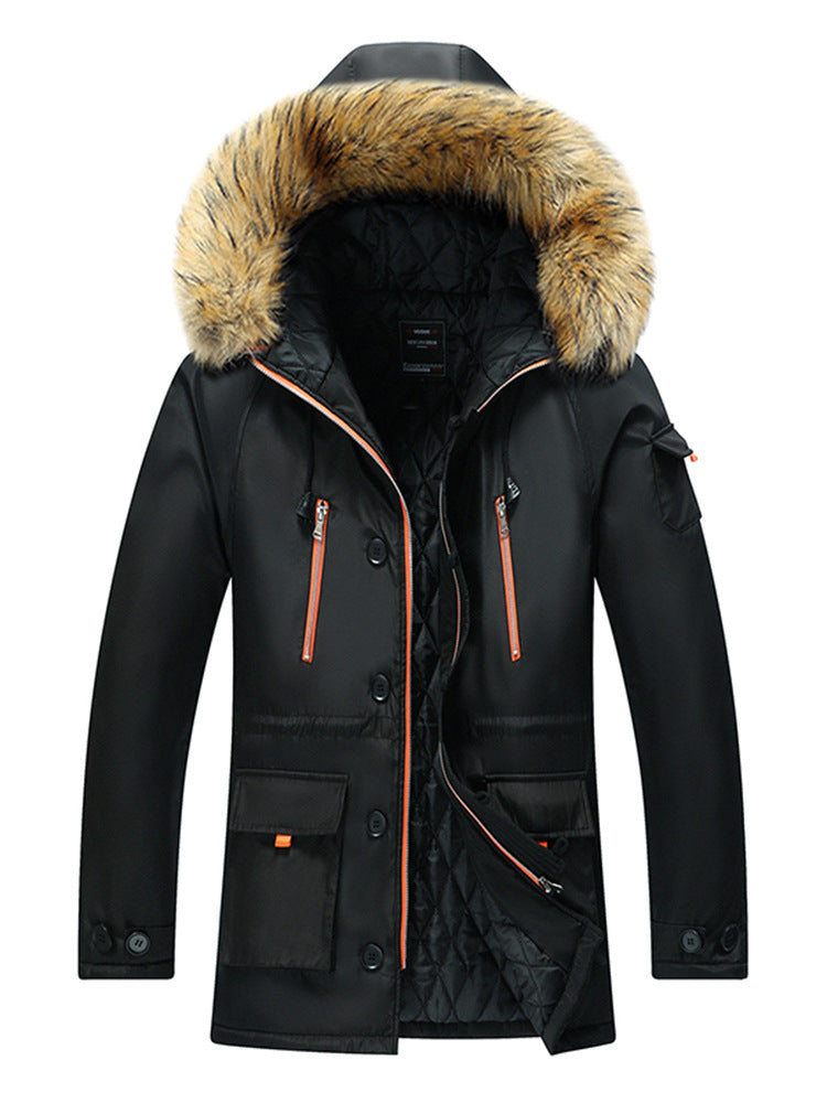 Herren Urbaner Winterparka im Fieldstil mit abnehmbarem Kunstfellbesatz und multifunktionalen Taschen Drune