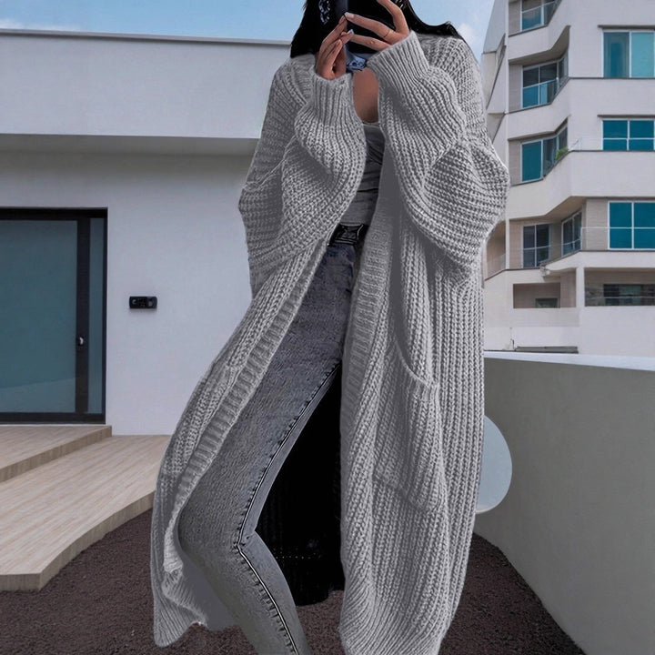 Damen Grobstrickjacke mit offener Front und praktischen Taschen Drune