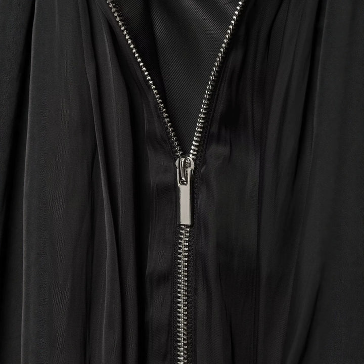 Damen Plissierte Cape-Jacke mit Reißverschluss und Stehkrragen Drune