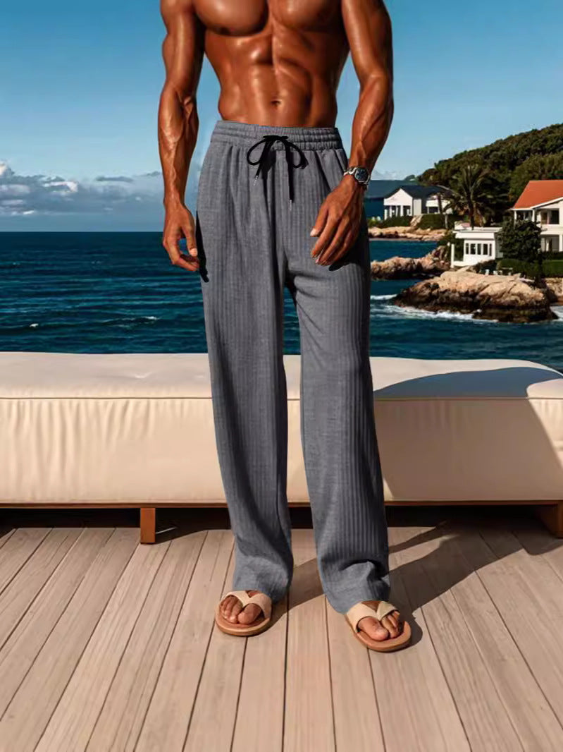 Herren lässige Strandhose mit elastischem Bund und praktischen Seitentaschen Drune