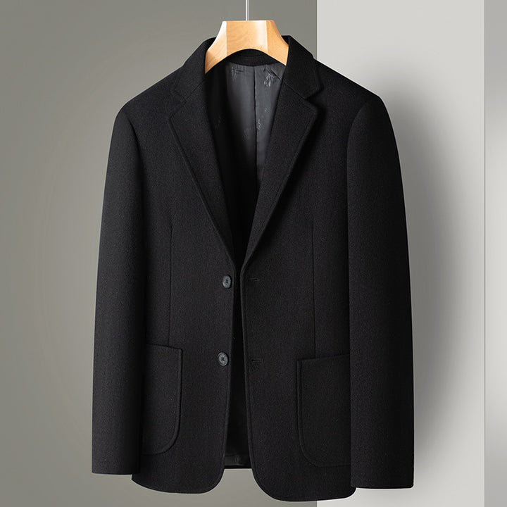 Herren Smart-Casual Wollmix-Sakko im Mantelstil mit aufgesetzten Taschen Drune