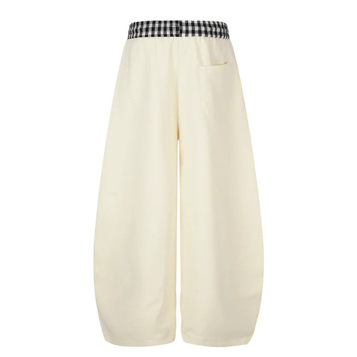 Damen Extraweite Palazzo-Sweathose mit Karo-Komfortbund, Tunnelzug und Skelett-Print Drune