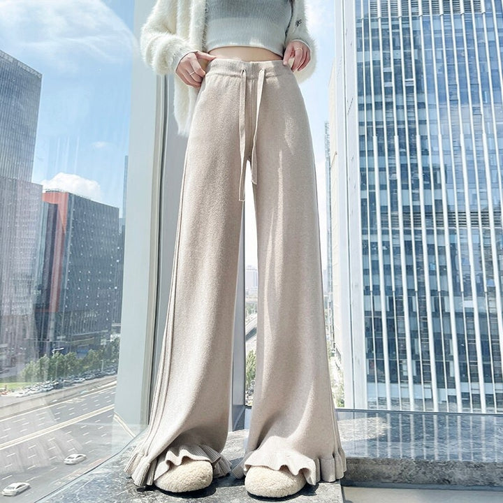 Damen Elegante, weiche Lounge-Hose mit Rüschenabschluss Drune