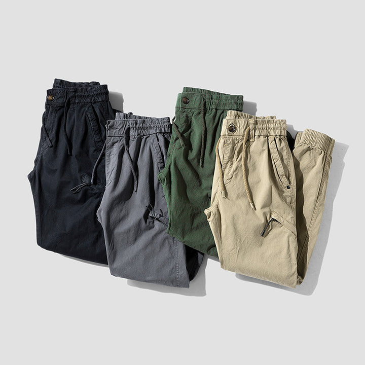 Herren Cargo-Jogginghose im Utility-Look mit elastischem Bund, Kniepaneelen und Klappentaschen Drune
