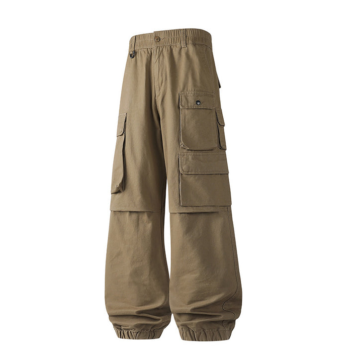 Herren Weite Convertible-Cargo-Hose im Tactical-Streetstyle mit Mehrfachklappentaschen und elastischem Knöchelabschluss Drune