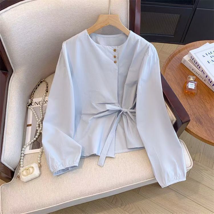 Damen Bluse mit eleganter Schleifenbindung Drune