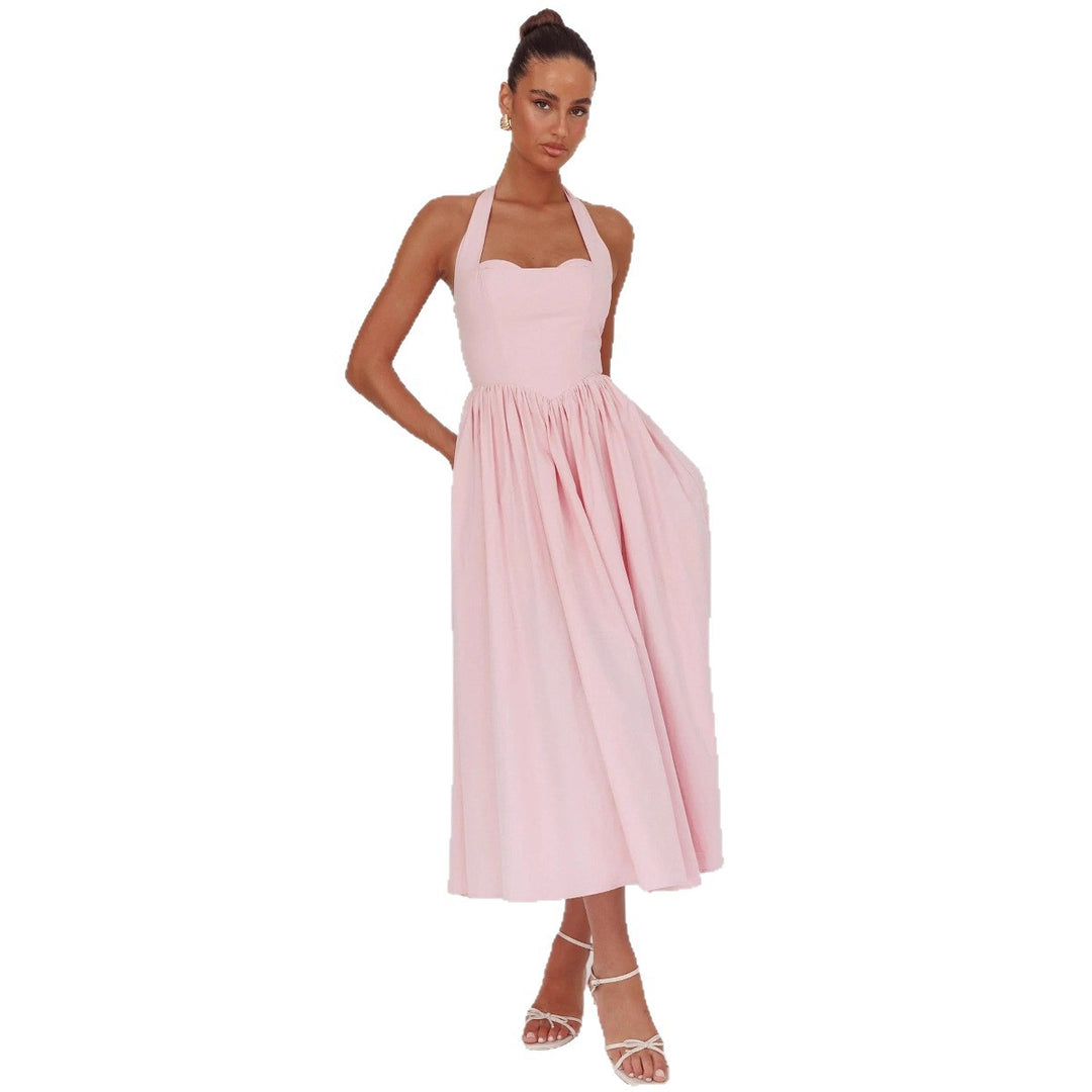 Damen Elegantem Halterneck Maxi-Kleid Drune