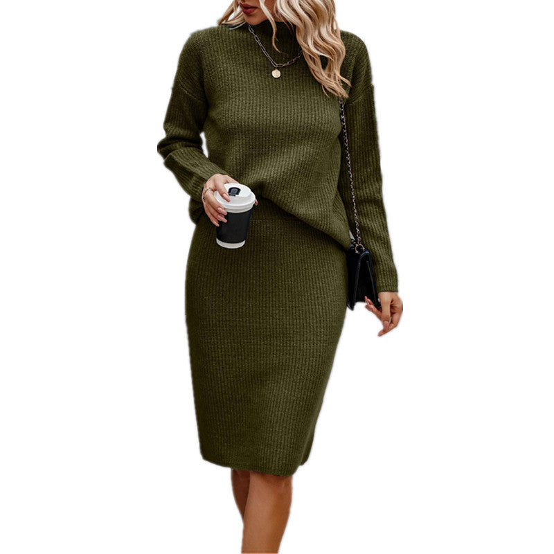 Damen nan gestricktes Twinset mit oversized Pullover und knielangem Bleistiftrock Drune