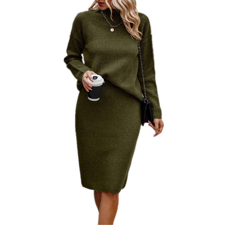 Damen nan gestricktes Twinset mit oversized Pullover und knielangem Bleistiftrock Drune