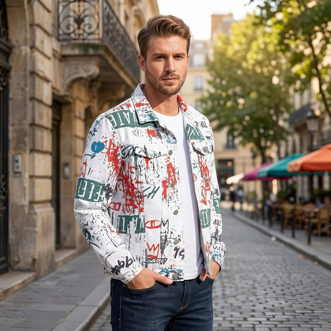 Herren Modische Jacke mit grafischen Prints Drune