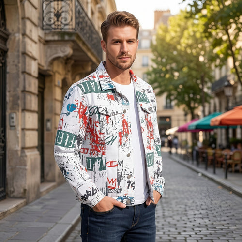 Herren Modische Jacke mit grafischen Prints Drune
