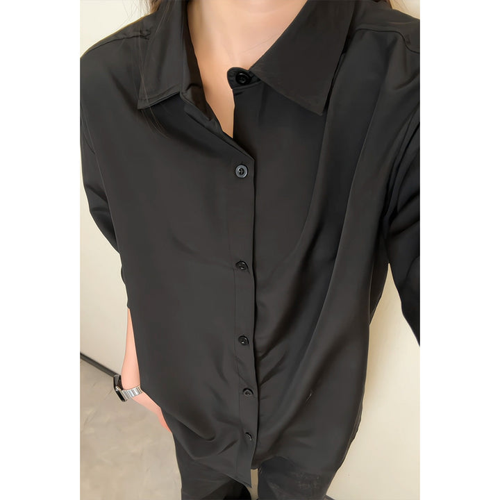 Damen Elegante und luftige Bluse mit Stehkragen Drune