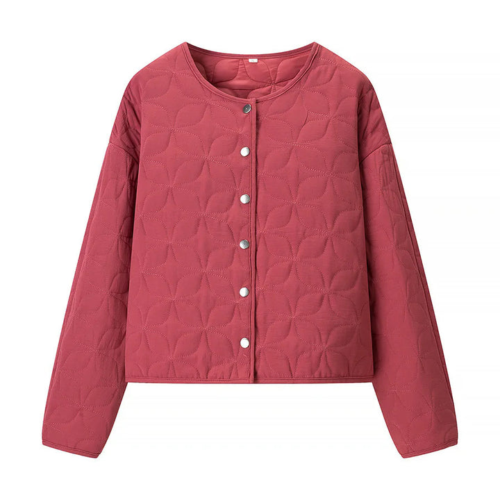 Damen nan gesteppte Boxy-Übergangsjacke mit floraler Steppstruktur, leicht wattiertem Innenfutter und Druckknopfleiste Drune