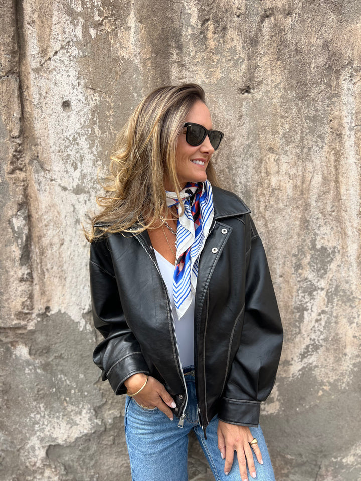 Drune | Lockere Pu-Motorrad Bomberjacke
