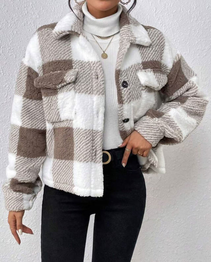 Damen kuschelige Karojacke Drune