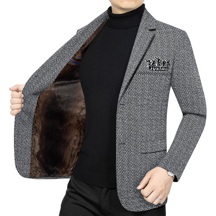 Herren Modernes Tweed-Sakko Slim Fit mit dezentem Emblem Drune