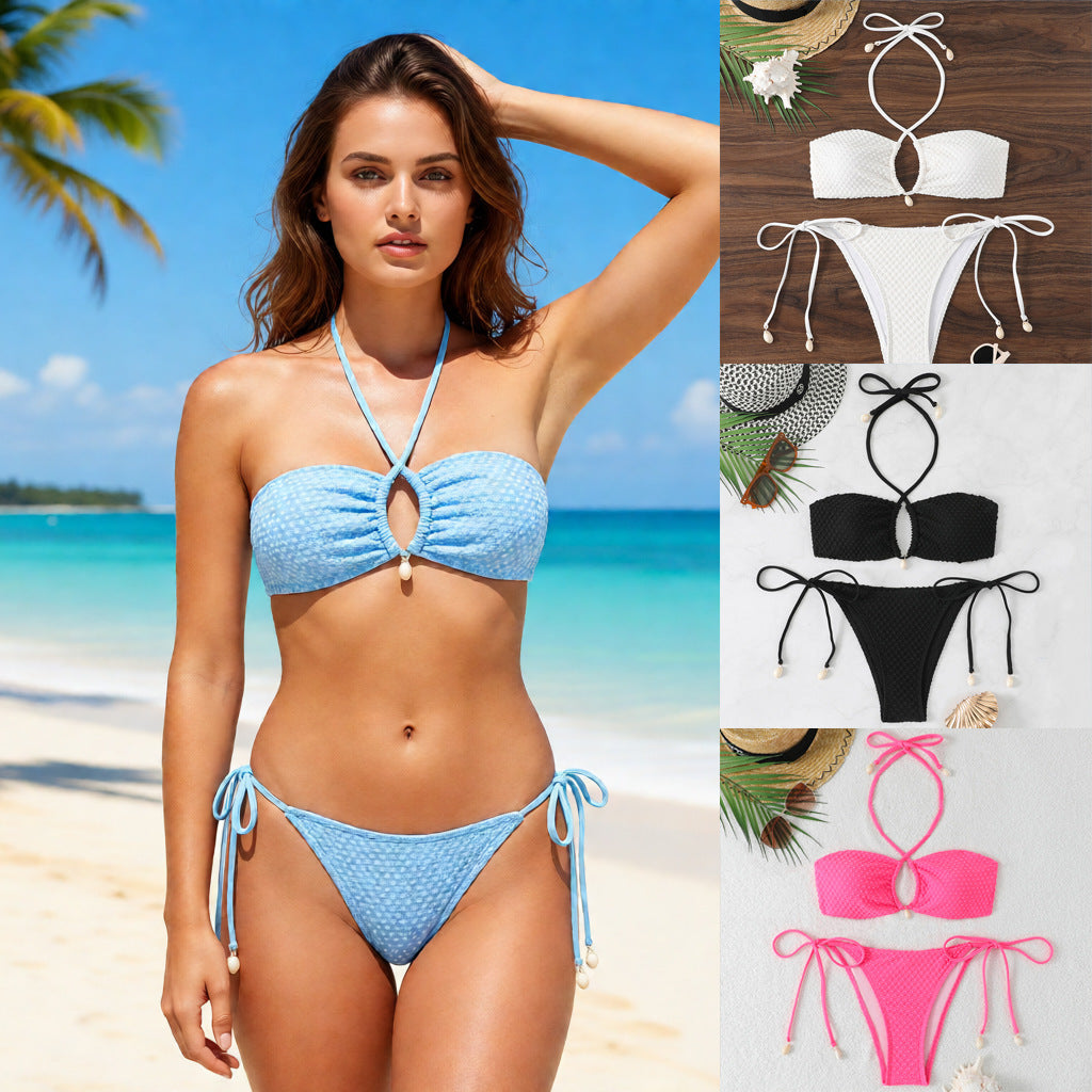 Damen Bikini-Set mit innovativem Bindemuster und modischem Cut-Out Drune