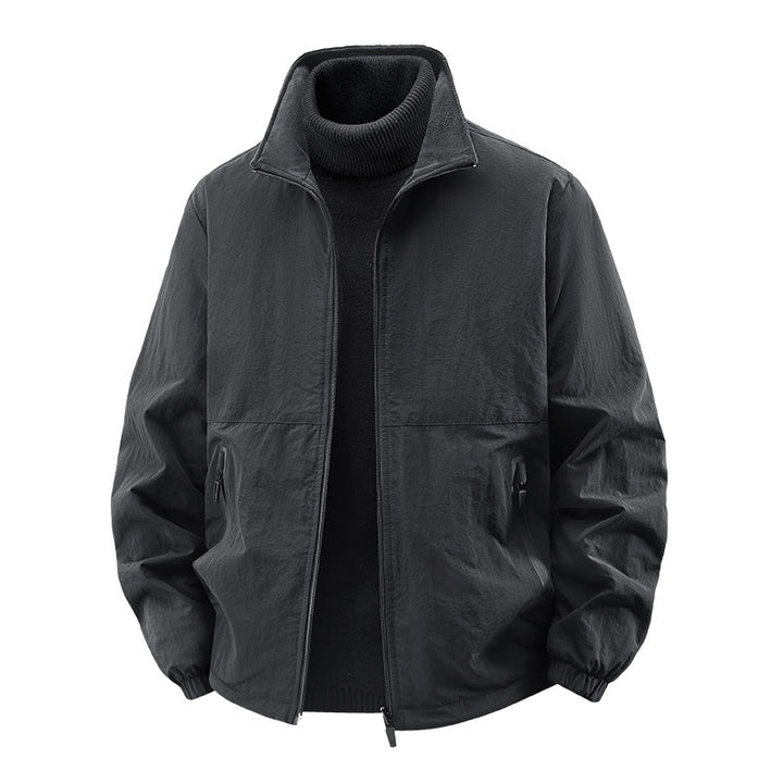 Men's  minimalist stand-collar travel jacket with sealed zip pockets and elastic cuffs Drune