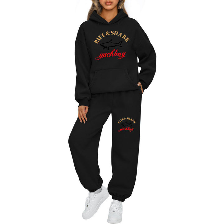 Damen nan oversized Hoodie und Jogginghose Set mit Kapuze Kängurutasche und gerippten Bündchen Drune