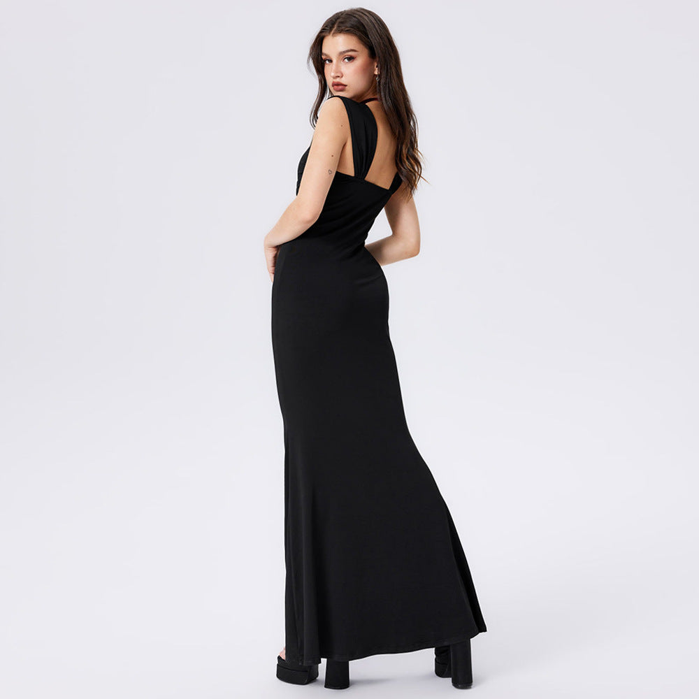 Damen elegantes Maxikleid mit raffiniertem Wickeloberteil und schmeichelndem Schnitt Drune