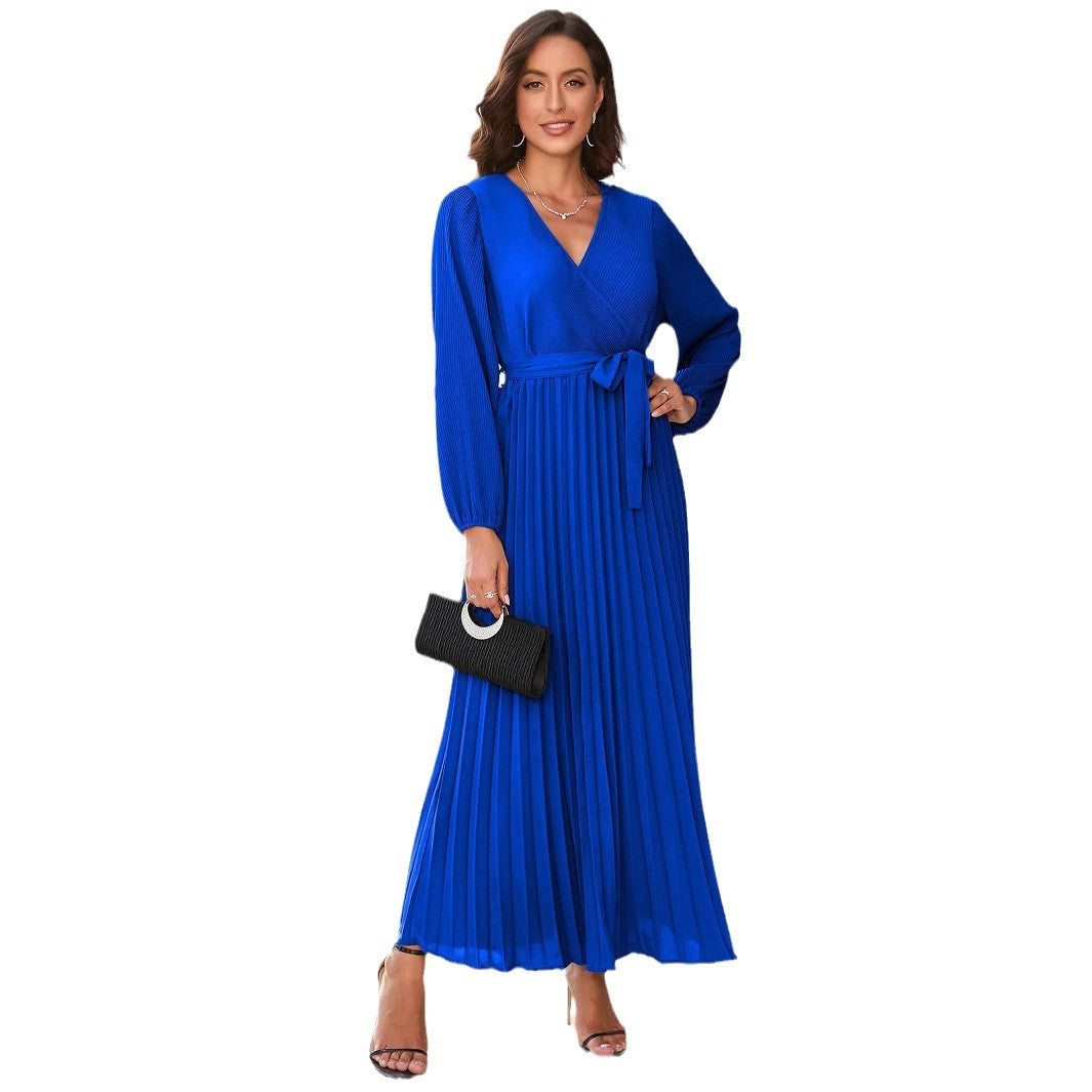 Damen Maxikleid mit elegantem Wickeldesign und plissierten Details Drune