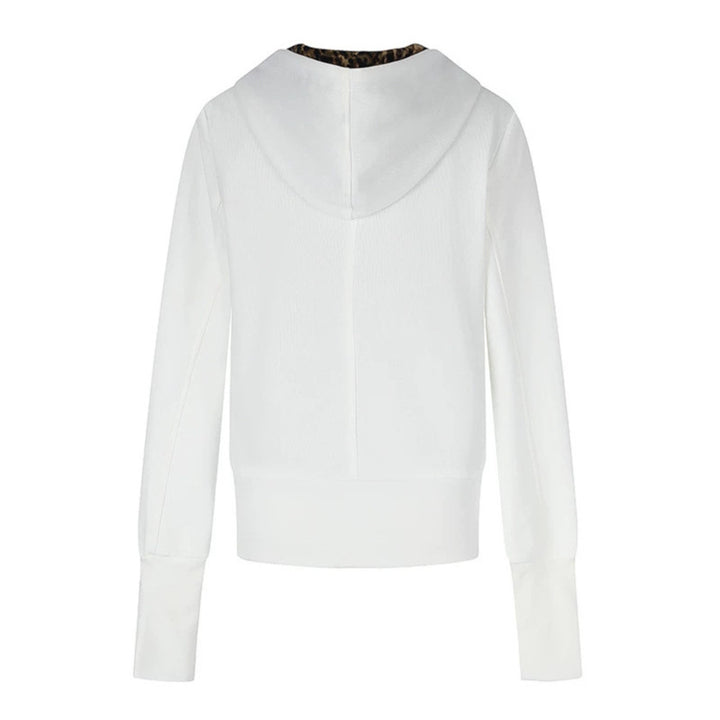 Damen Kapuzen‑Sweatjacke mit durchgehendem Reißverschluss, Raffungen vorn und Leo‑Kapuzefutter Drune