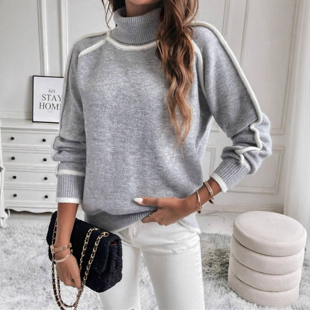 Damen modischer Pullover mit hochgeschlossenem Kragen Drune