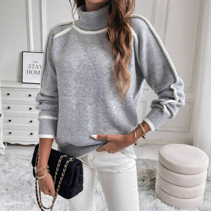 Damen modischer Pullover mit hochgeschlossenem Kragen Drune