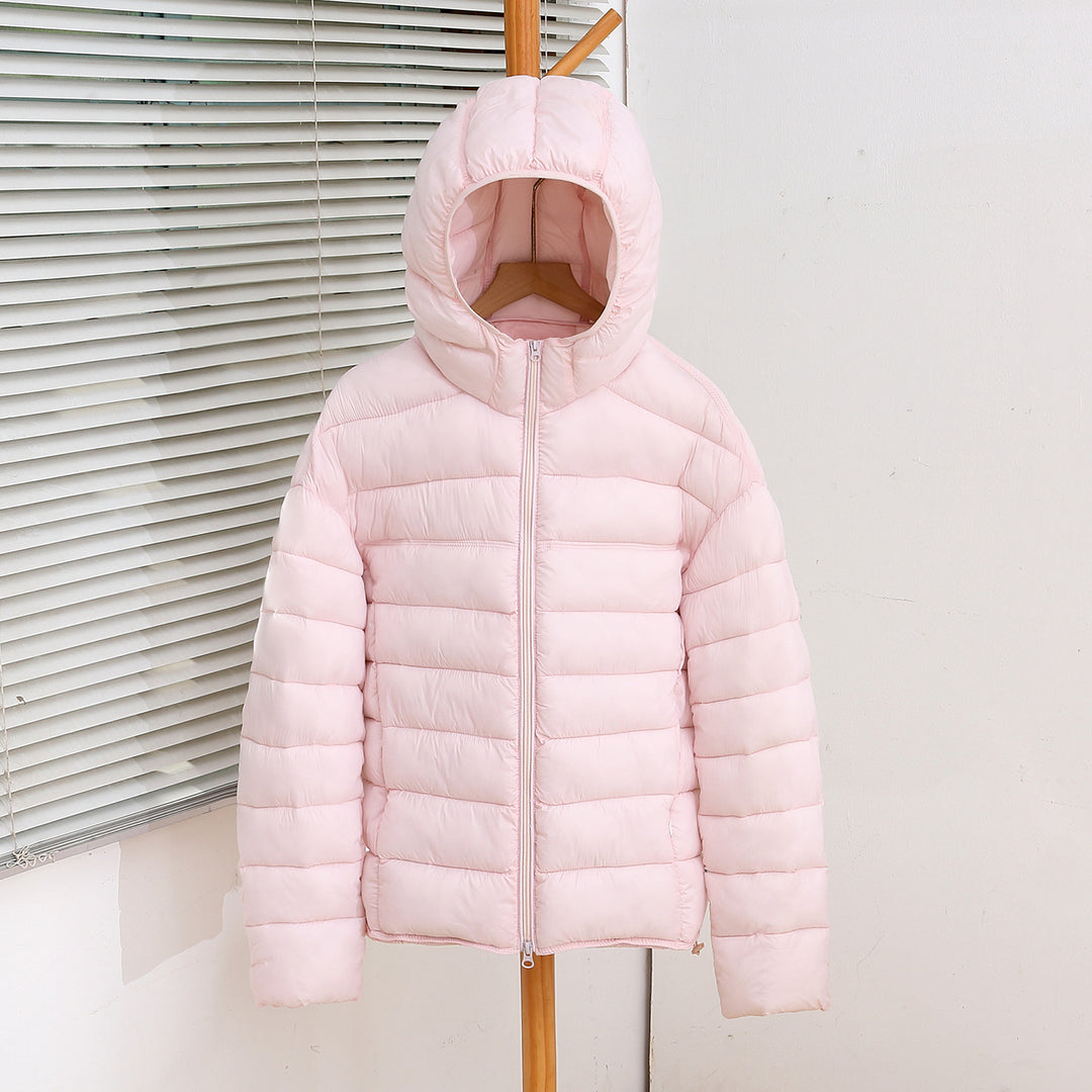Damen nan ultraleichte Steppkurzjacke mit Thermo-Isolierung, ergonomischer Kapuze und packbarem Design Drune