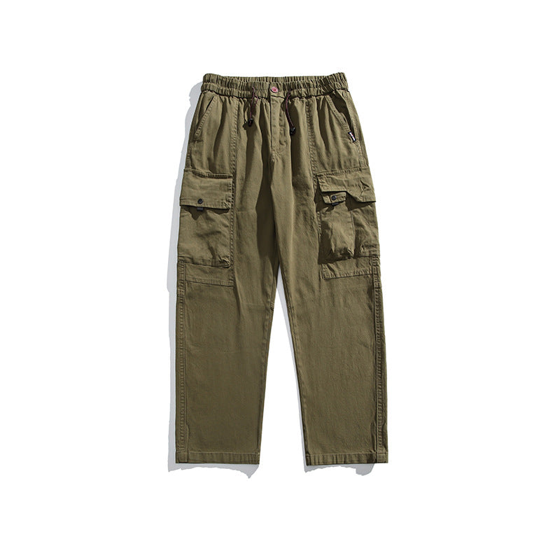 Herren Leichte Utility-Cargohose aus Baumwollmix mit Elastikbund, Kordelzug und Mehrfachtaschen Drune