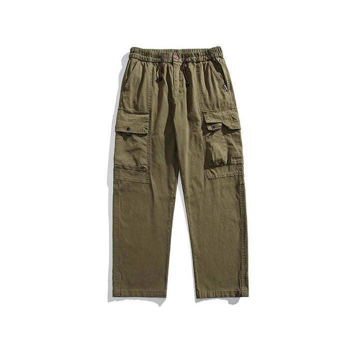 Herren Leichte Utility-Cargohose aus Baumwollmix mit Elastikbund, Kordelzug und Mehrfachtaschen Drune