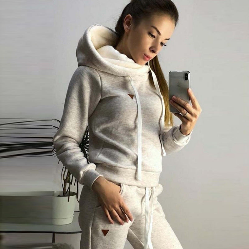 Damen Sportliches Hoodie-Set mit bequemer Passform und elastischen Hosen Drune
