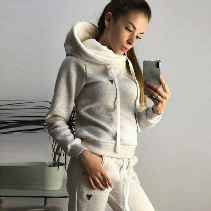 Damen Sportliches Hoodie-Set mit bequemer Passform und elastischen Hosen Drune
