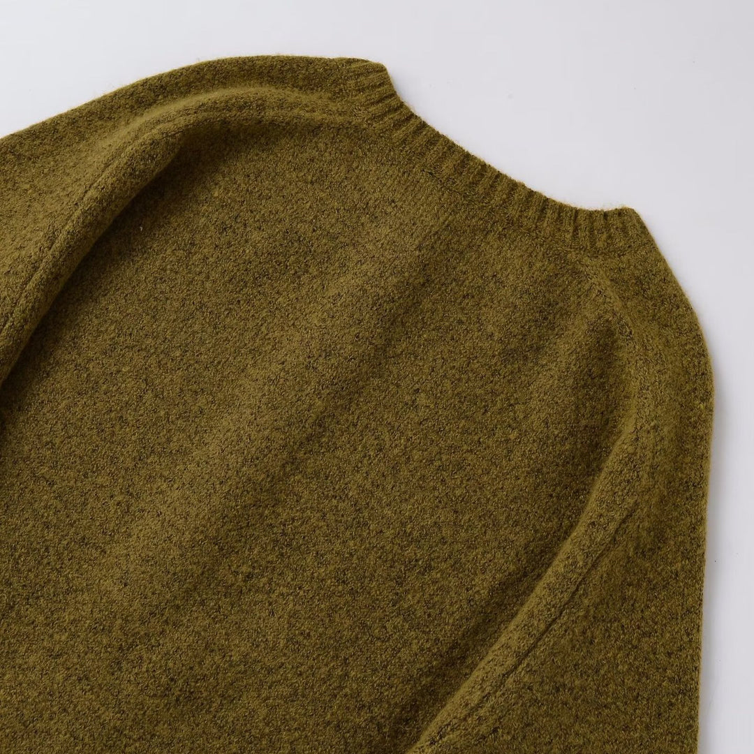 Damen Bouclé-Pullover mit Henley-Knopfleiste und Raglanärmeln Drune