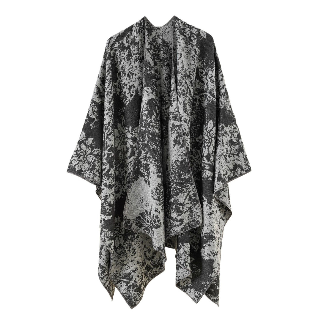 Damen Jacquard-Umhang mit floraler Strukturwebung und offenem Kimono-Fall Drune