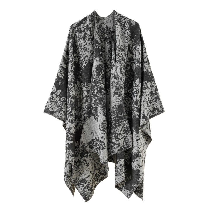 Damen Jacquard-Umhang mit floraler Strukturwebung und offenem Kimono-Fall Drune