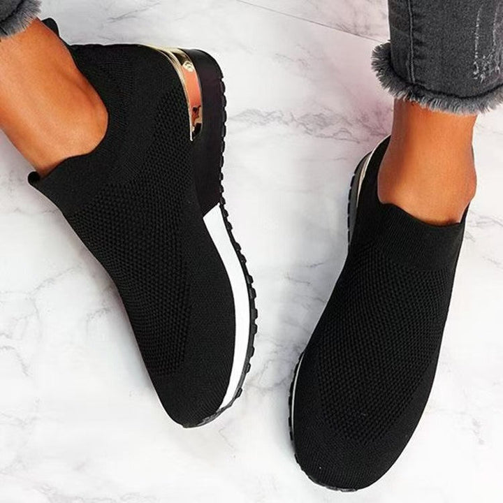 Damen Atmungsaktive Slip-On Sneaker mit trendiger Textiloberfläche und elastischem Kragen Drune