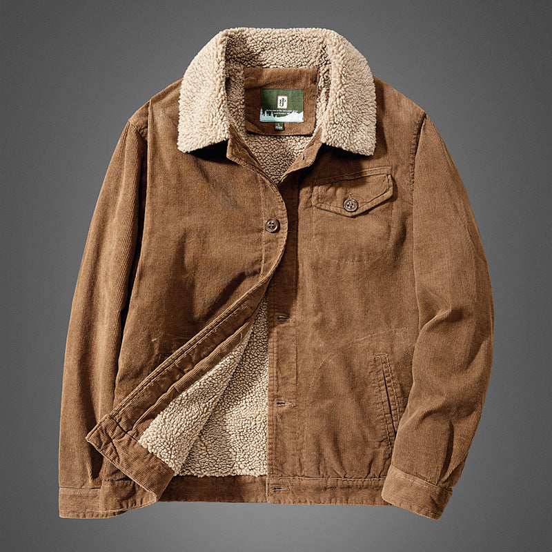 Herren Bequeme Cordjacke mit Teddyfutter Drune