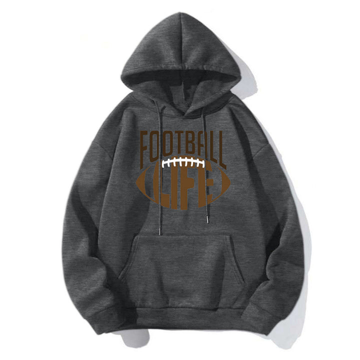 Damen Sportlicher Kapuzenpullover mit Football-Motiv Drune