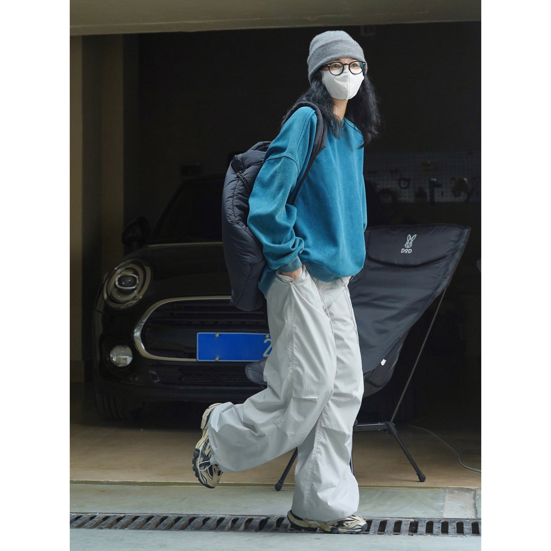 Damen Extraweite Nylon-Cargo-Hose mit Tunnelzugbund und aufgesetzten Taschen Drune