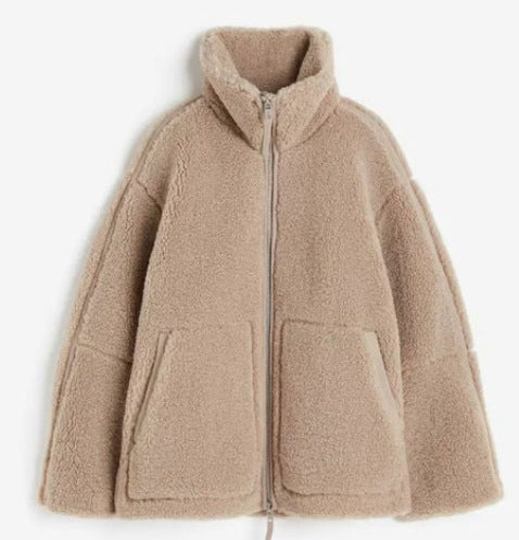 Damen Teddy-Fleecejacke mit Stehkragen Drune